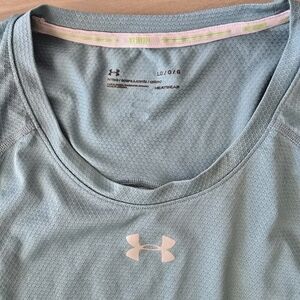 Mens Under Armour Large Size Fitted HeatGear Tank Aqua Marine Color